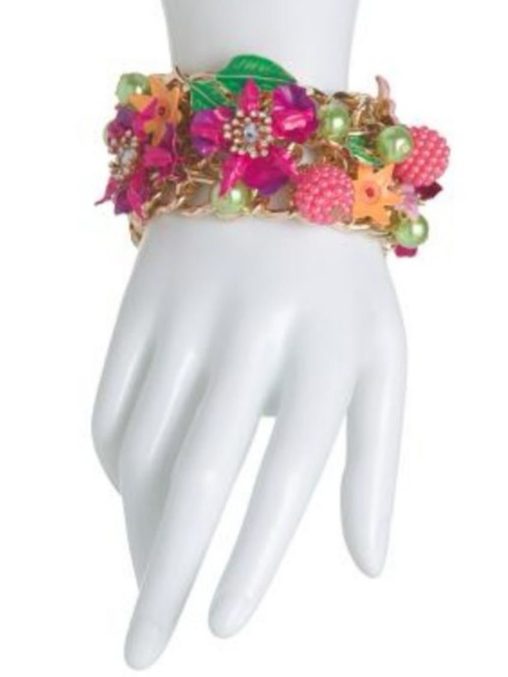 BETSEY JOHNSON Tropical Floral Statement Bracelet Orchids Blooms Baubles NEW NWT